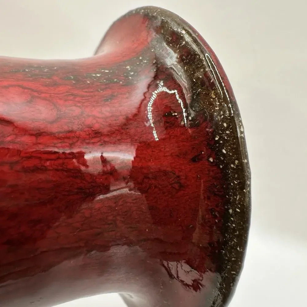 Lehmann Keramik Vase Fat Lava Mid Century Denmark Red Glaze Chamotte Fireclay